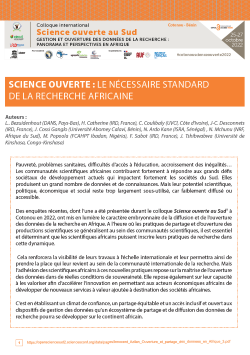 Science ouverte le nécessaire standard de la recherche africaine_Recommandations colloque Science ouverte au Sud_Cotonou 2022